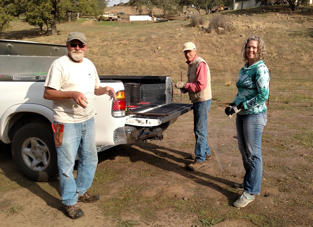 Cory, John and Kelly making gopher baskets.